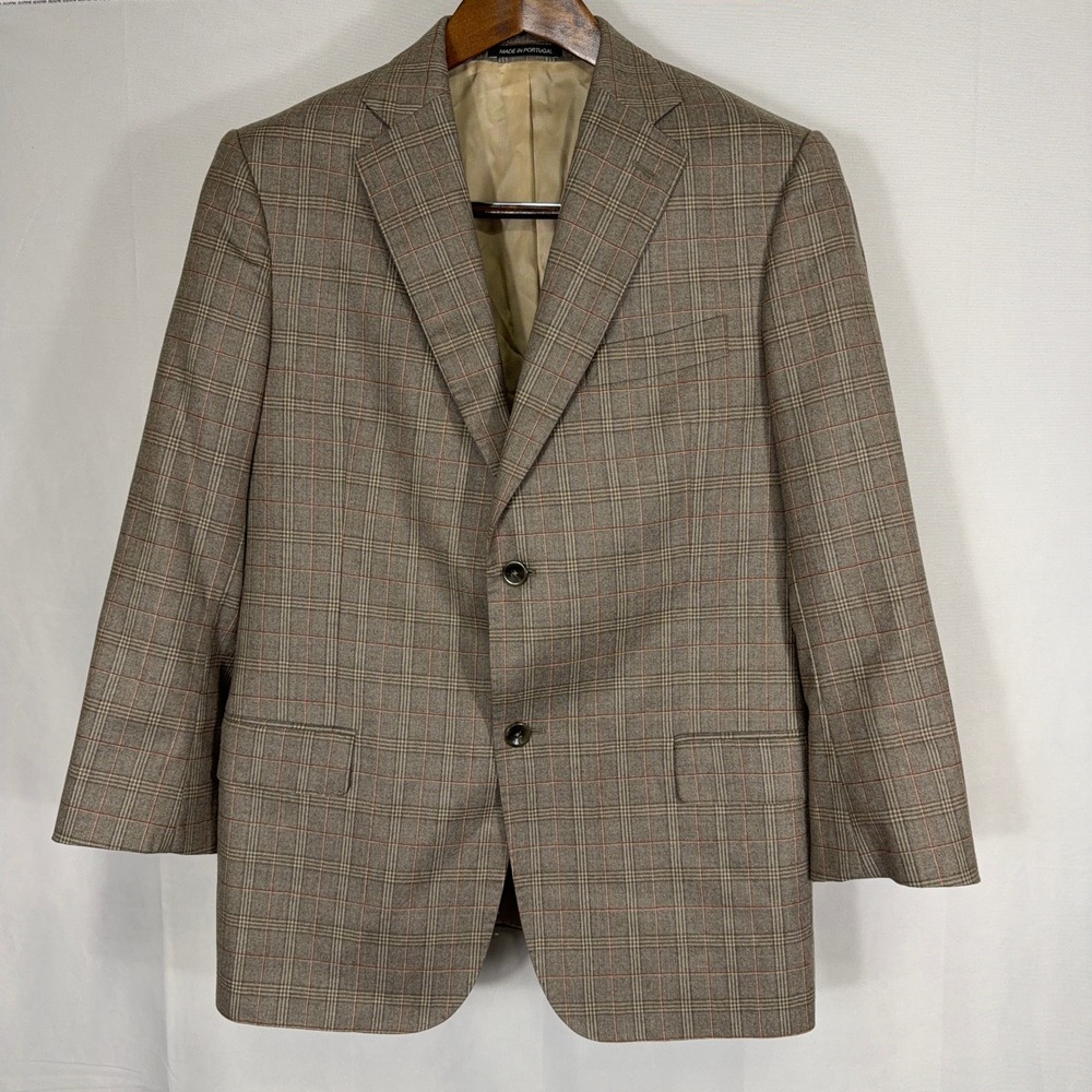 Vitale Barberis Canonico Wool Plaid Sport Coat  Blazer Mens 40S J. Hilburn
